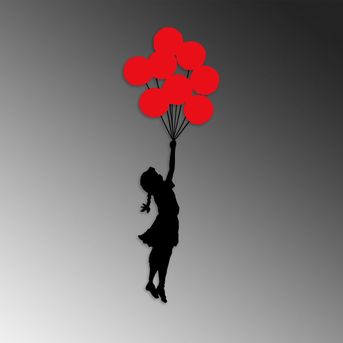 Wallity Banksy - 11 Escultura de pared en Negro y Rojo